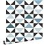 carta da parati astratto modello triangolo bianco, nero, blu vintage e blu chiaro