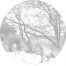 fotomurale autoadhesivo tondo foresta con animali della foresta grigio