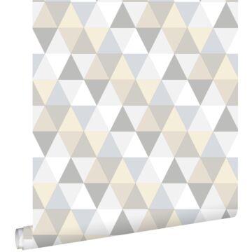 carta da parati triangoli grigio chiaro, beige e bianco