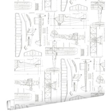 carta da parati disegni di costruzione degli aeroplani bianco