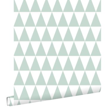 carta da parati triangolo geometrico grafico verde menta pastello chiaro e bianco opaco