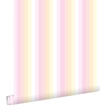 carta da parati strisce arcobaleno rosa chiaro e beige