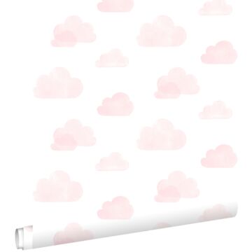 carta da parati nuvole stampate rosa chiaro e bianco