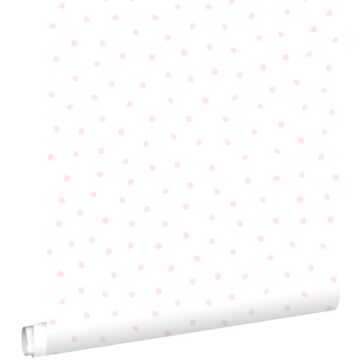 carta da parati fiocci di neve irregolari polka dots rosa chiaro e bianco