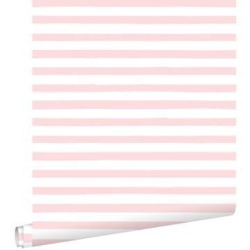 carta da parati strisce dipinte rosa chiaro e bianco