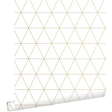 carta da parati triangoli grafici bianco e oro