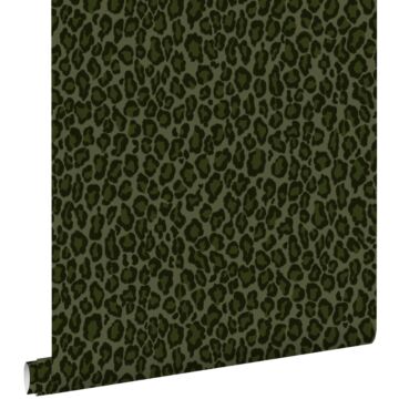 carta da parati pelle di leopardo verde scuro