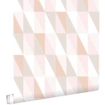 carta da parati triangoli grafici rosa tenue, arancia caldo e beige