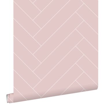 carta da parati spina di pesce rosa veccho e bianco