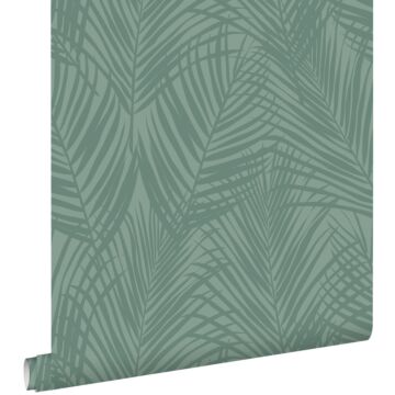 carta da parati foglie di palma verde mare grigiastro