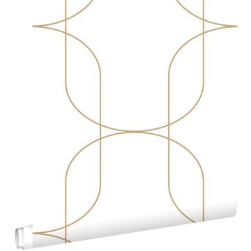 carta da parati forme geometriche bianco e oro