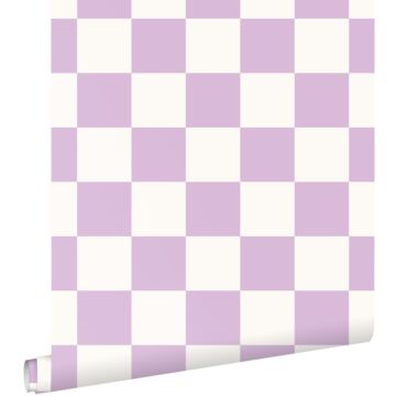 carta da parati scacchi lilla e bianco