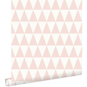 carta da parati triangolo geometrico grafico rosa pesca