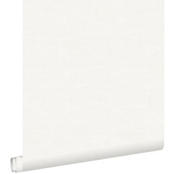 carta da parati liscia con effetto struttura di lino tessuto bianco opaco