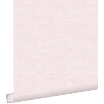 carta da parati liscia con effetto struttura di lino tessuto rosa chiaro