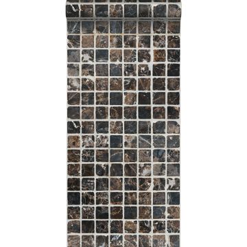 carta da parati XXL in TNT piastrelle mosaico marrone e nero