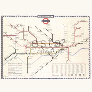 fotomurale Mappa della metropolitana di Londra beige, rosso e blu