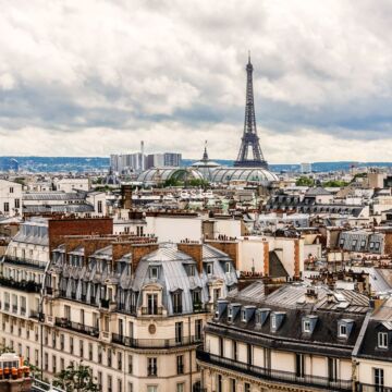 fotomurale parigi vista città beige e grigio
