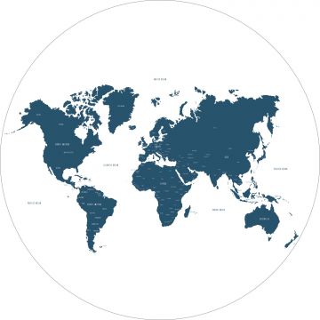 fotomurale autoadhesivo tondo mappa del mondo blu