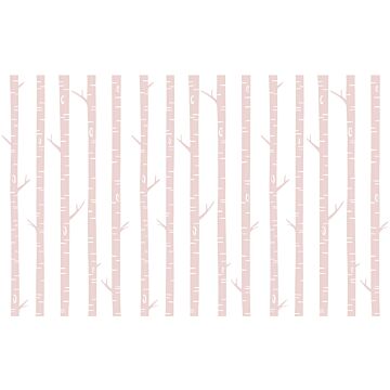 fotomurale tronchi di betulla rosa tenue