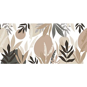 fotomurale foglie tropicali beige e grigio