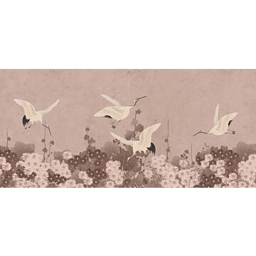 fotomurale uccelli gru rosa grigio