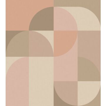 fotomurale motivo geometrico in stile Bauhaus rosa e beige
