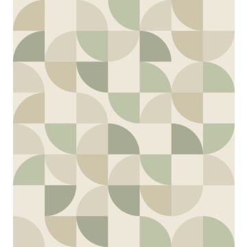 fotomurale forme geometriche beige e verde