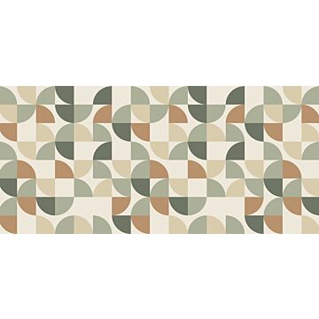fotomurale forme geometriche grigio, beige e verde