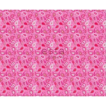 campione A4 tessuto paisley caramelle rosa